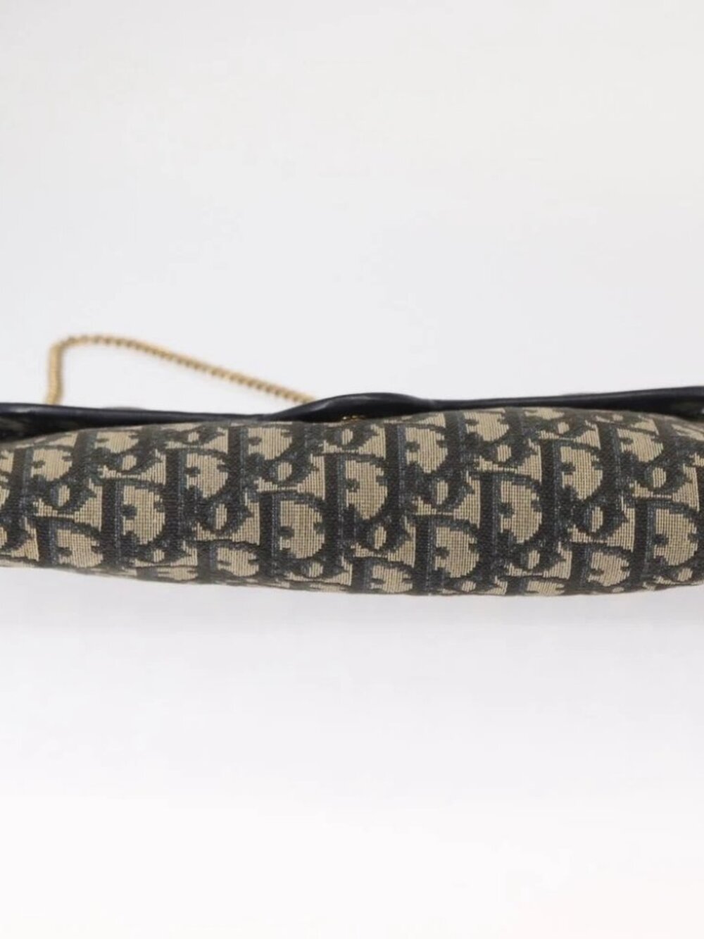Christian Dior Trotter Canvas Chain Shoulder Bag Navy Gold Auth - Picture 5 of 16